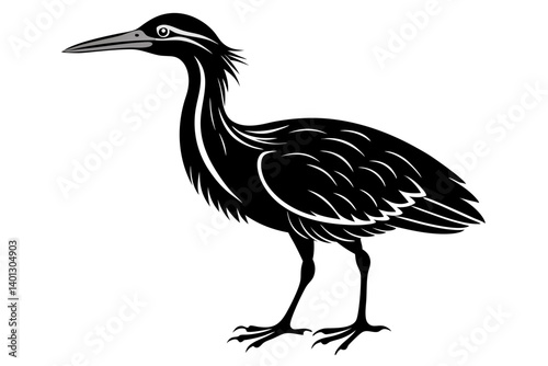 american bittern sihouette black vector
