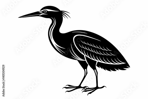 american bittern sihouette black vector