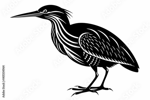 american bittern sihouette black vector