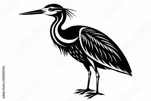 american bittern sihouette black vector
