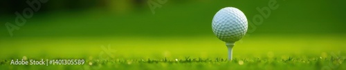 White golf ball perched atop tee, ready for swing , outdoor, leisure
