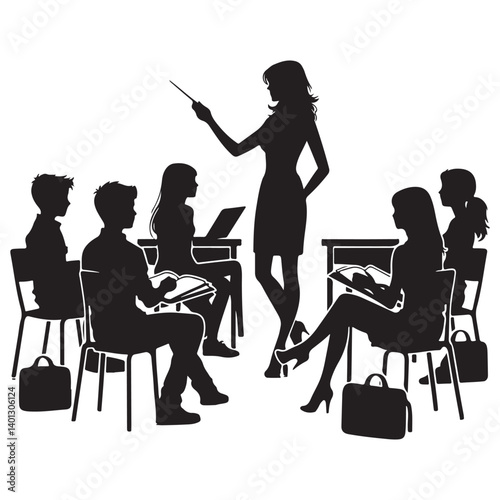 Classroom Learning Illustration Teacher Lecturing Students In Educational Environment