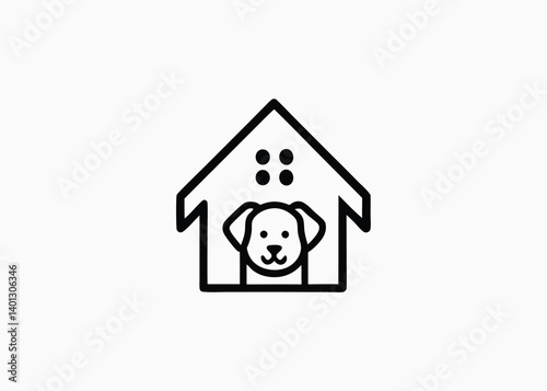 Silhouette Dog cat pet house home logo vector icon negative space template
