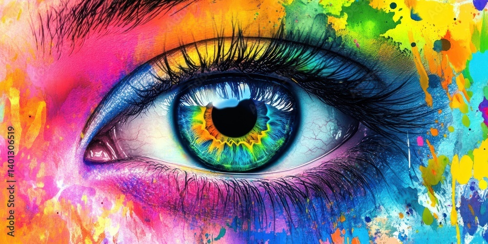 Vibrant Iris: A Colorful Close-Up of an Eye Vibrant Iris: A Colorful Close-Up of an Eye