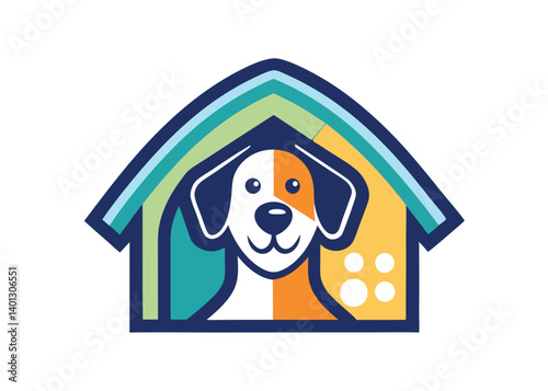 Home health care logo design template. Dog care home logo vector. Health care pet house logo design