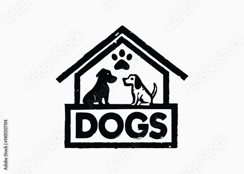Black Home pets Logo icon. Line Of Pet House Logo Design. Pet House Logo Template.
