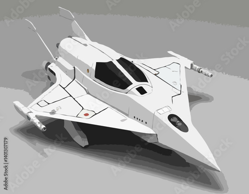 Navette spatiale et fusée réaliste vecteur 3d modèle maquette isolée sur blanc, vaisseau spatial mission spatiale se prépare à lancer