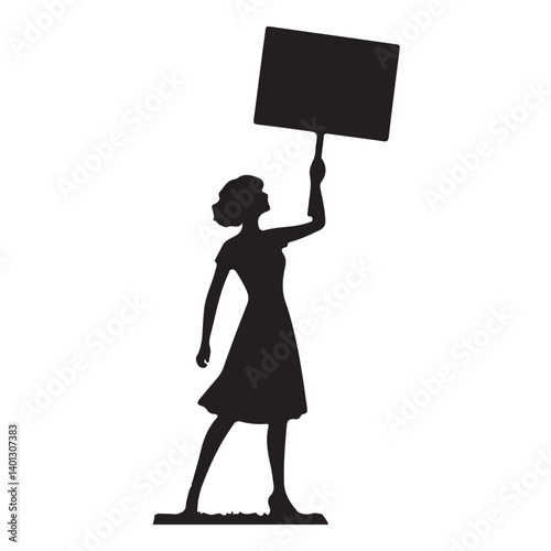 Silhouette of a Woman Holding Up Sign for Empowerment