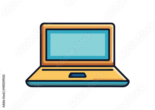 Flat laptop logo template. retro cartoon meditating laptop mascot logo cartoon illustration