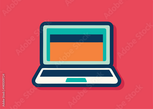 laptop computer with white blank empty display screen Minimalist concept vector illustration