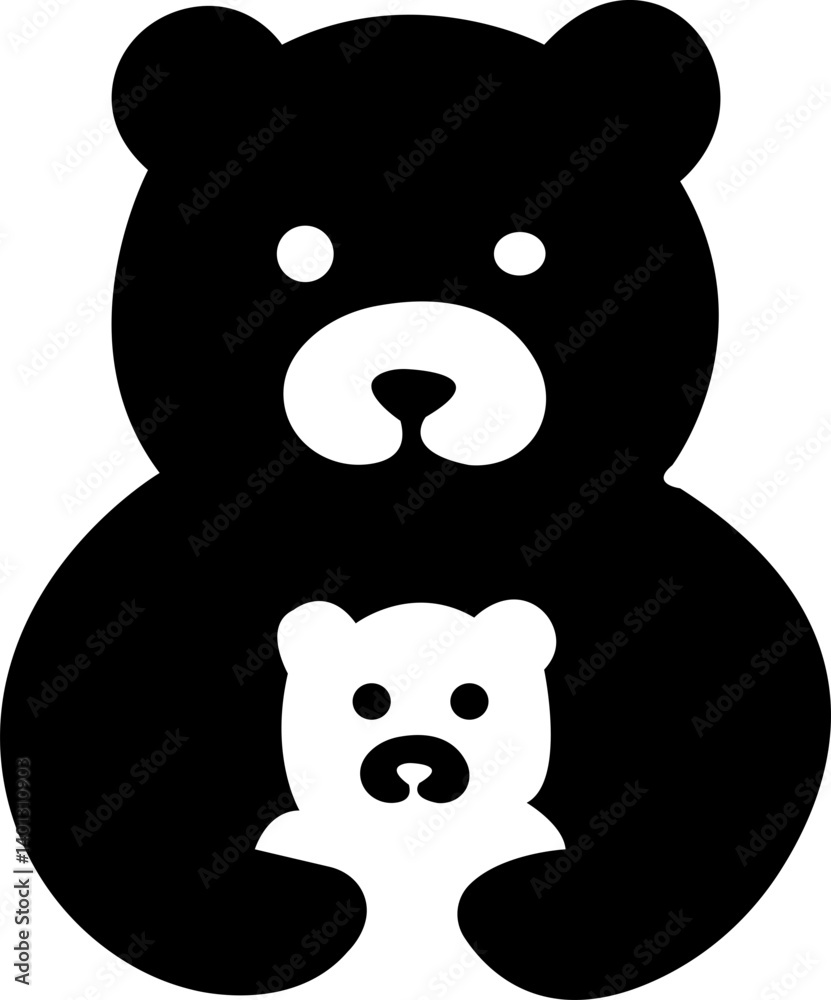 Obraz premium Christmas Cute teddy bear Black silhouette, toy, baby