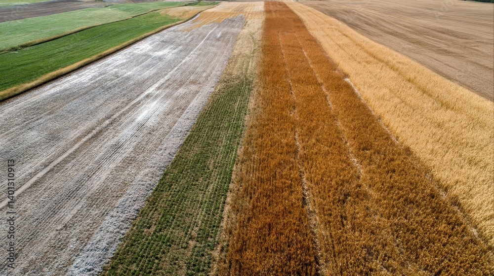 Naklejka premium Vast farmland with yellow wheat.