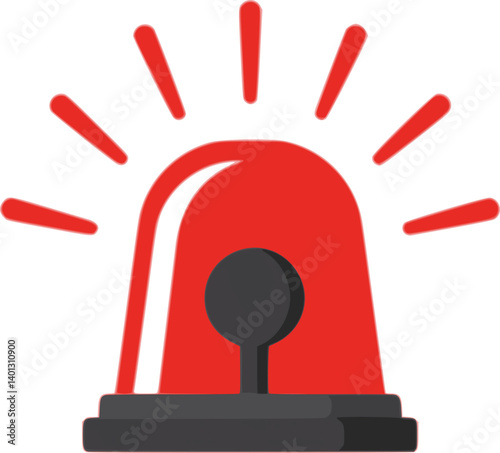 set of Red emergency flashers Siren icon in flat style. Emergency Flashing Siren. security police attention light signal style isolated on white background. vector illustration