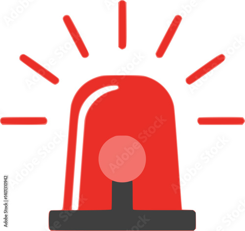 set of Red emergency flashers Siren icon in flat style. Emergency Flashing Siren. security police attention light signal style isolated on white background. vector illustration