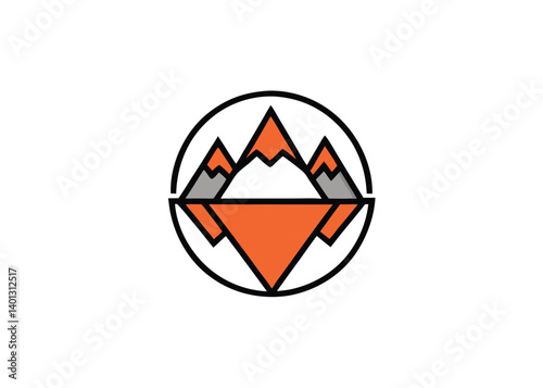 Iceberg icon. Flat winter season celebration logo template