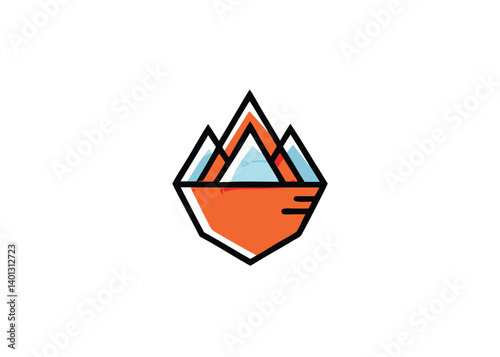 Iceberg icon. Flat winter season celebration logo template
