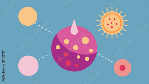 Cell Repair Activation An illustration showing how nanoparticles stimulate skin cells to repair and regenerate leading to a brighter overall complexion.