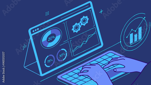 Analyzing data on a laptop screen insightful business analytics dashboard key performance indicators data visualization growth tracking
