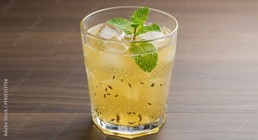 Fototapeta premium Refreshing Iced Tea Recipe: Mint & Ice