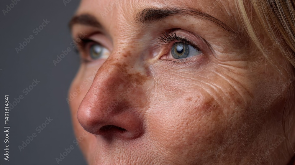 Obraz premium Close-up of a middle-aged woman's face.