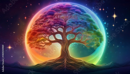 Obraz na płótnie Tree of Life in the shape Illustration Art w salonie