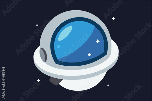 floating astronaut helmet with cosmic reflections
