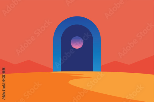 magic portal opening in the middle of desert vector
