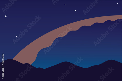 milky way stretching across night sky vector illustration