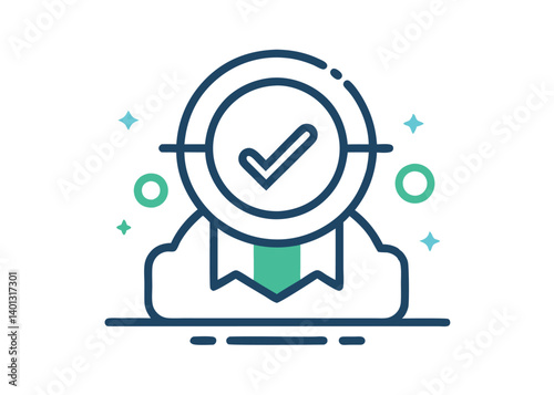 Verified Badge Ribbon seclusion line icon. Equity culture sign. Gender diversity symbol. 