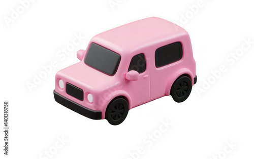 Colorful Cartoon Car Rendered in 3D on White Background