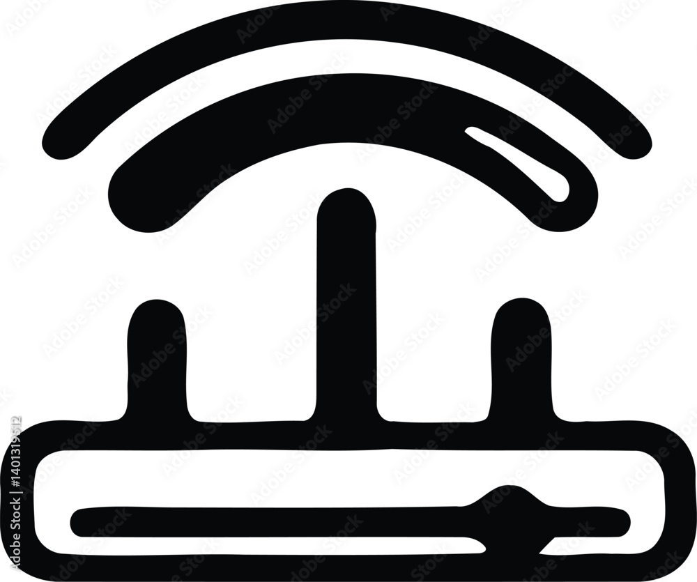 Black and White Icon Representation of a Wireless Router Emitting a Wi-Fi Signal Black and White Icon Representation of a Wireless Router Emitting a Wi-Fi Signal