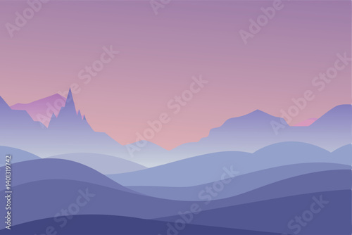 subtle fog over landscape with early morning glow vector