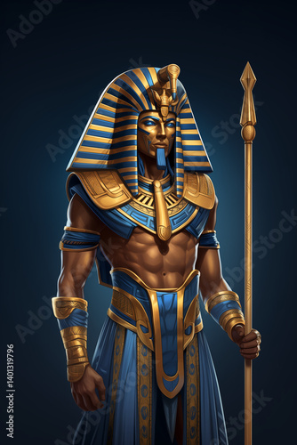 ancient egyptian fantasy pharaoh statue game art 