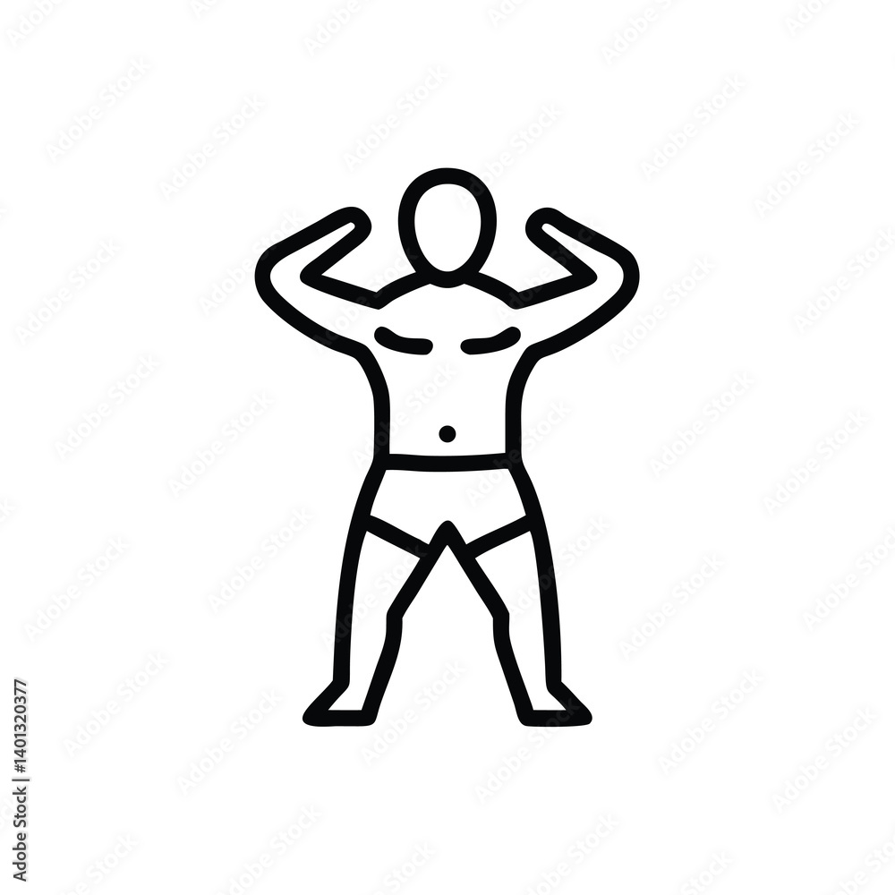 Fitness Bodybuilder Line Art Illustration Showing Muscle Strength And Flexibility In Exercise Silhouette Vector Fitness Bodybuilder Line Art Illustration Showing Muscle Strength And Flexibility In Exercise Silhouette Vector