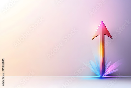 A colorful arrow pointing upwards on a white background