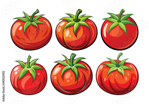 Fresh ripe red tomato vector art