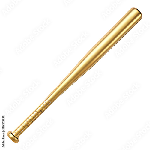 A gleaming gold baseball bat isolated on a transparent background this image is perfect for sports themed designs or concepts related to luxury or success