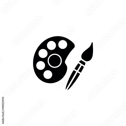 art palette con paintbrush symbol artist tools.eps