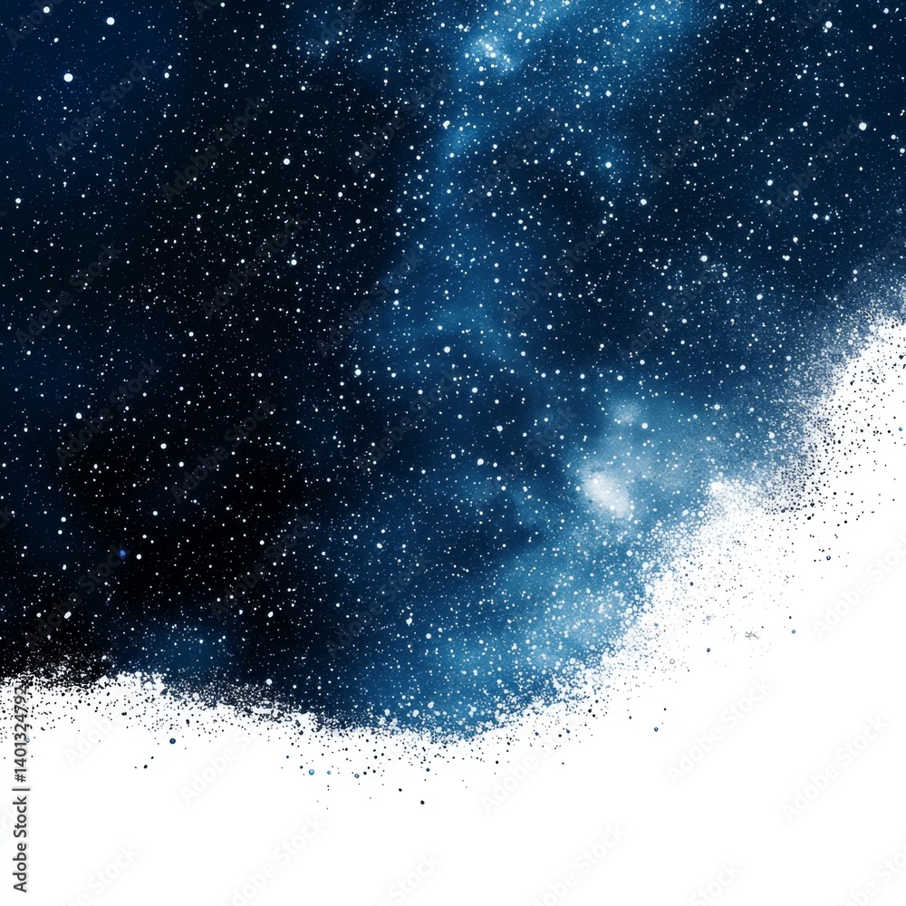 Obraz premium Abstract cosmic background filled with stars, nebulae, and deep space elements in dark blue and black hues