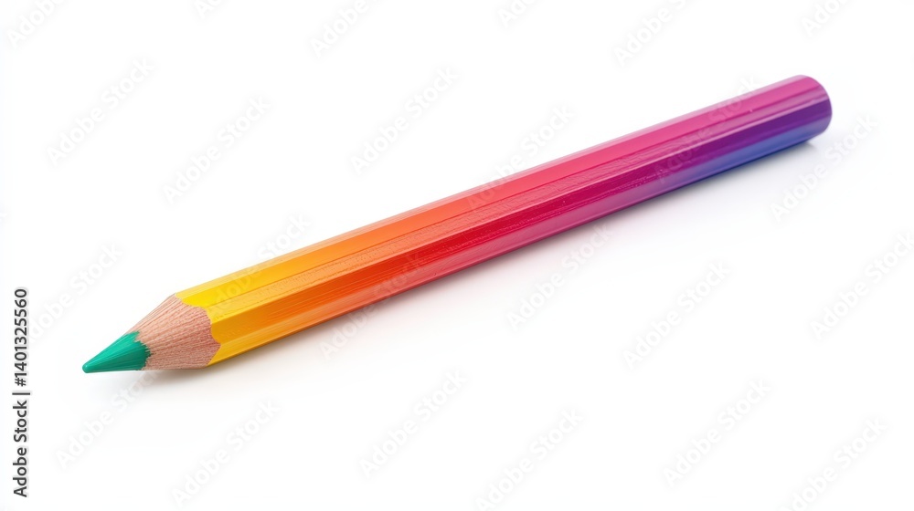 Vibrant Rainbow Colored Pencil Isolated on White Background Perfect for Creative Designs and Art Projects Vibrant Rainbow Colored Pencil Isolated on White Background Perfect for Creative Designs and Art Projects