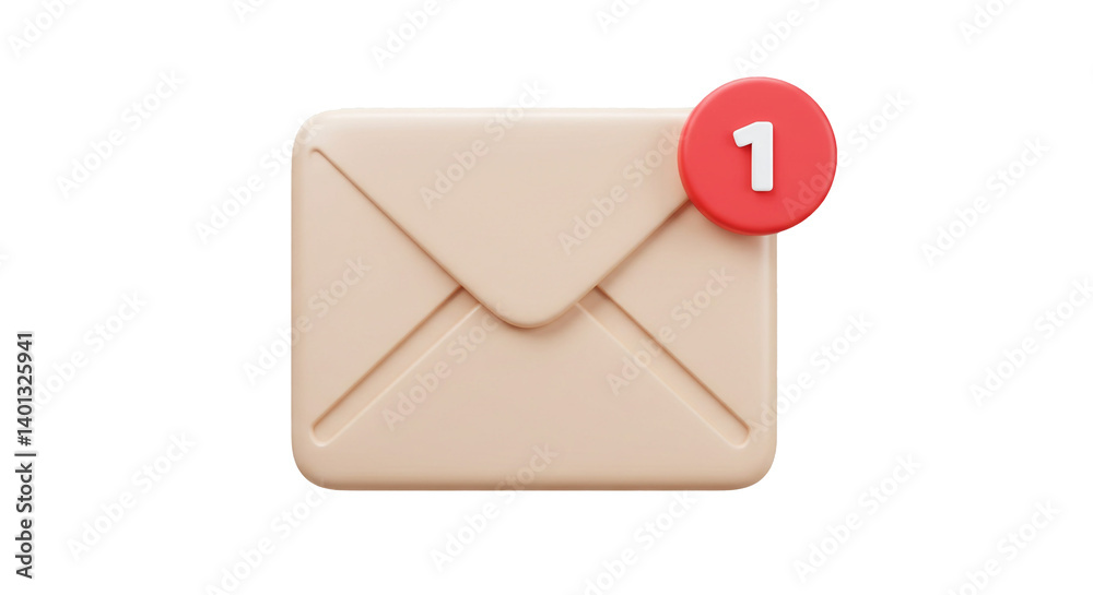 A new message awaits, a soft beige envelope with a single notification in bold red, a gentle reminder of connection. A new message awaits, a soft beige envelope with a single notification in bold red, a gentle reminder of connection.