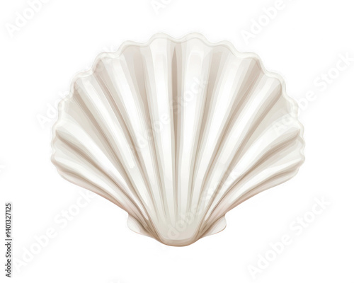 White sea shell with fine ridges and elegant curved design