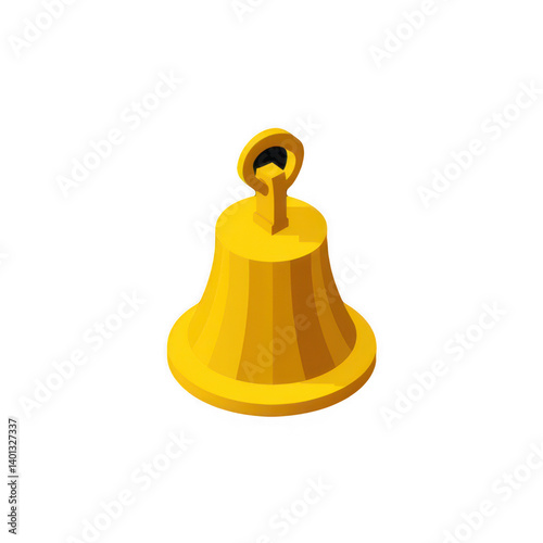Smooth yellow bell icon in 3D with glossy digital design