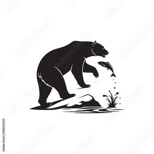  bear fisher vector silhouette logo design