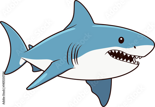 Shark Design with Fins Above Water Shark Illustration for School Projects
