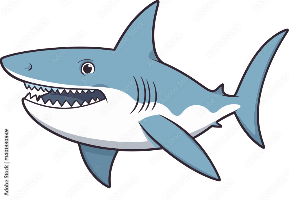 Fototapeta premium Shark with Big Fins and Teeth Shark in Action for Kids� Designs