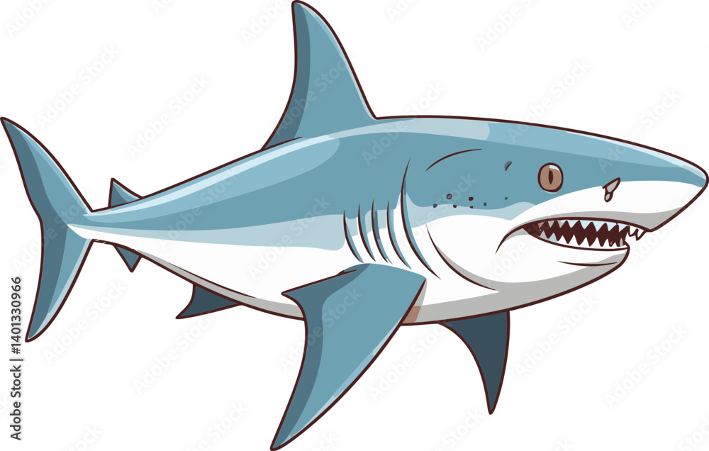 Naklejka premium Shark for Environmental Awareness Shark with Teeth Bared for Impact