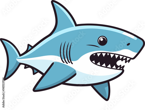 Shark in Deep Blue Ocean Shark with Strong Movement Vector