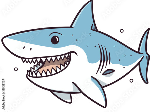 Shark Illustration for Ocean Protection Shark in Deep Blue Ocean