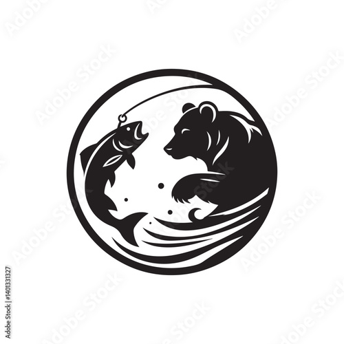  bear fisher vector silhouette logo design